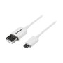 StarTech.com Cable USB A a Micro USB B 2 m Blanco - USB 2.0 Macho a Macho para Teléfono Móvil Smartphone