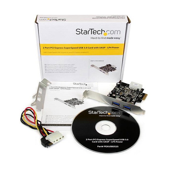 StarTech.com Adaptador Tarjeta Controladora PCI Express 2 Puertos USB 3.0 con UASP, PCIe USB 3.2 Gen 1, Full/Low Profile, Incluye Cable SATA - µPD720202 StarTech.com Adaptador Tarjeta Controladora PCI Express 2 Puertos USB 3.0 con UASP, PCIe USB 3.2 Gen 1, Full/Low Profile, Incluye Cable SATA - µPD720202
