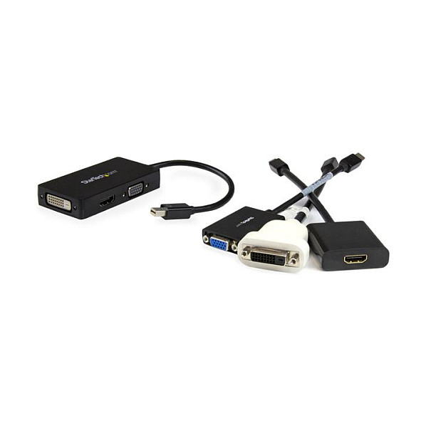 StarTech.com Adaptador 3 en 1 Mini DisplayPort a HDMI, VGA y DVI, Negro