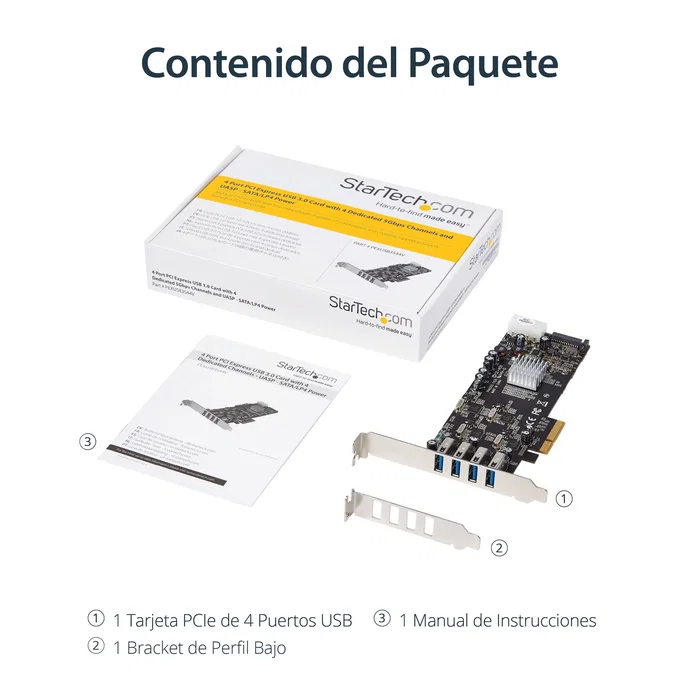 StarTech PEXUSB3S44V Tarjeta PCI Express con 4 Puertos USB 3.2 Gen 1