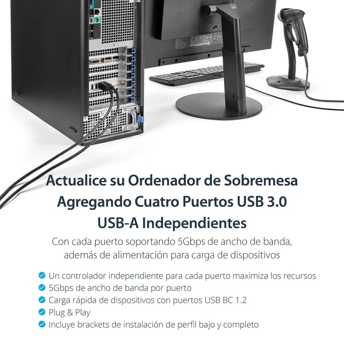 StarTech PEXUSB3S44V Tarjeta PCI Express con 4 Puertos USB 3.2 Gen 1