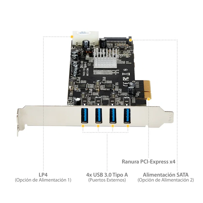 StarTech PEXUSB3S44V Tarjeta PCI Express con 4 Puertos USB 3.2 Gen 1