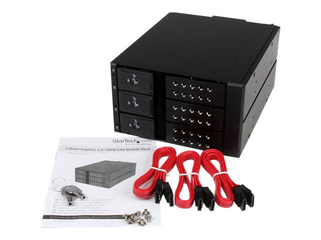 Startechcom Rack Móvil para 3 Discos Duros de 3.5" Hot Swap, SATA III 6 Gb/s, Bastidor Transportable en Aluminio, Compatible con Bahías 5.25", Incluye Cables (Ref: 25SAT35HDD)