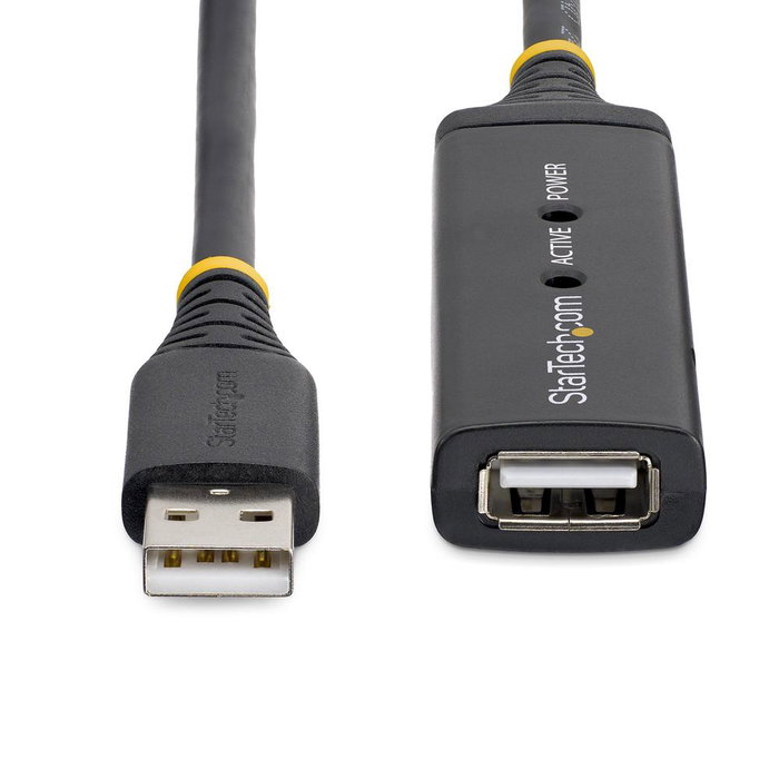 Startech Cable de Extensión USB 2.0 Activo 10m USB2AAEXT10M - Alargador Amplificado USB-A Macho a USB-A Hembra, Blindado, Plug and Play, Incluye Adaptador de Alimentación