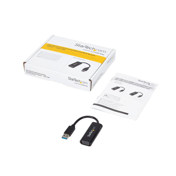 StarTech Adaptador USB 3.0 Tipo A a VGA - Conversor Gráfico con Resolución 1920x1200 Full HD para Monitores y Proyectores