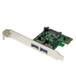 StarTech.com Tarjeta PCI Express 2 Puertos USB 3.0 SuperSpeed con UASP y Alimentación SATA - Adaptador Interno PCIe 2.0 Perfil Bajo