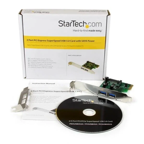 StarTech PEXUSB3S24 Tarjeta PCI Express con 2 puertos USB 3.2 Gen 1 StarTech PEXUSB3S24 Tarjeta PCI Express con 2 puertos USB 3.2 Gen 1