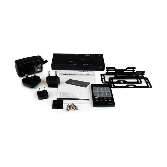 StarTech.com Switch HDMI de 2 Puertos HD1080P 1920x1200 con Conmutacion Automatica y Prioritaria - Soporte HDCP, Plug and Play, Distancia 10m, Negro, P/N SV231HD2A