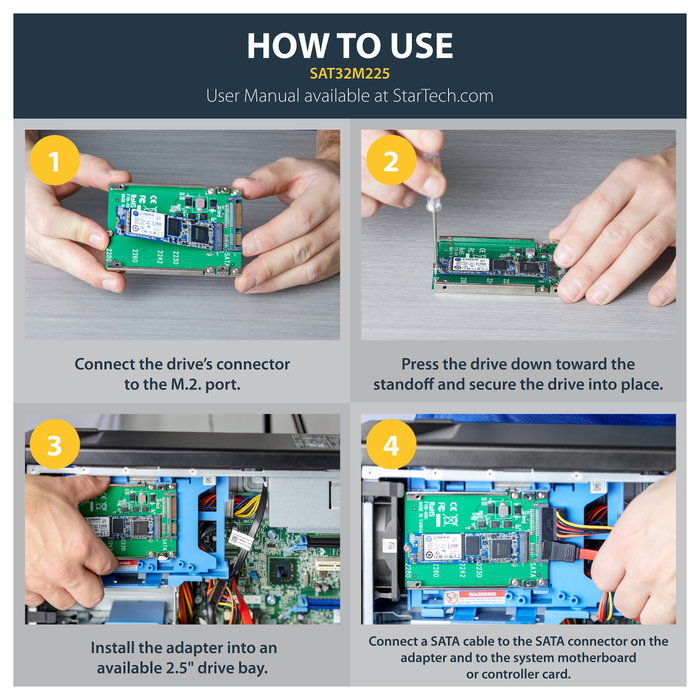 StarTech.com Adaptador de SSD M.2 NGFF a 2.5 Pulgadas SATA, Convertidor SATA III 6 Gbps, Compatible con SATA M.2, Incluye Tornillos y Bracket Abierto, Color Verde
