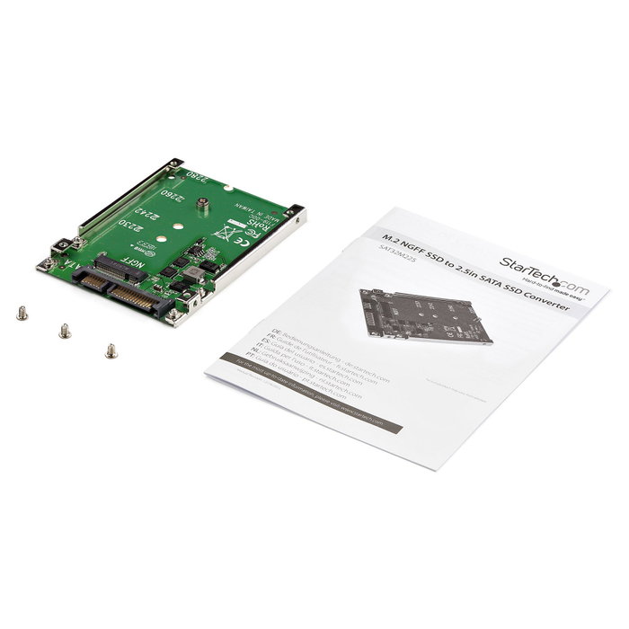 StarTech.com Adaptador de SSD M.2 NGFF a 2.5 Pulgadas SATA, Convertidor SATA III 6 Gbps, Compatible con SATA M.2, Incluye Tornillos y Bracket Abierto, Color Verde
