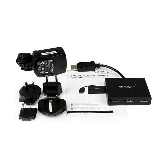 StarTech.com Hub MST de 3 Puertos DisplayPort 1.2 - Divisor Splitter para 3 Monitores DP a 2x DisplayPort 4K 30Hz 1x 1080p - Alimentado por USB