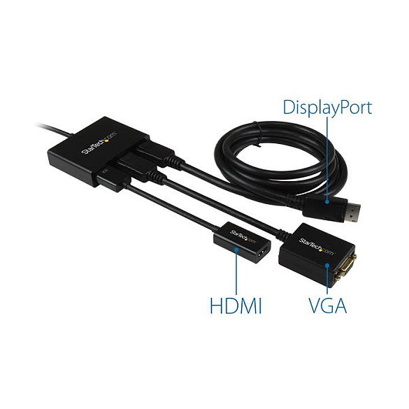 StarTech.com Hub MST de 3 Puertos DisplayPort 1.2 - Divisor Splitter para 3 Monitores DP a 2x DisplayPort 4K 30Hz 1x 1080p - Alimentado por USB