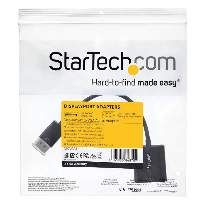 Startechcom Adaptador DisplayPort a VGA DP2VGA3 Negro