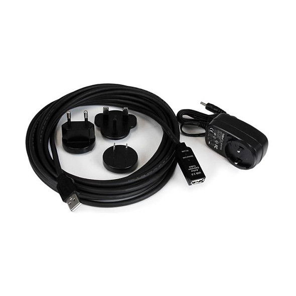 StarTech Cable USB 2.0 Activo de Extensión 5 Metros Negro - USB A Macho a Hembra - 480 Mbit/s, Plug and Play, Certificado CE, FCC