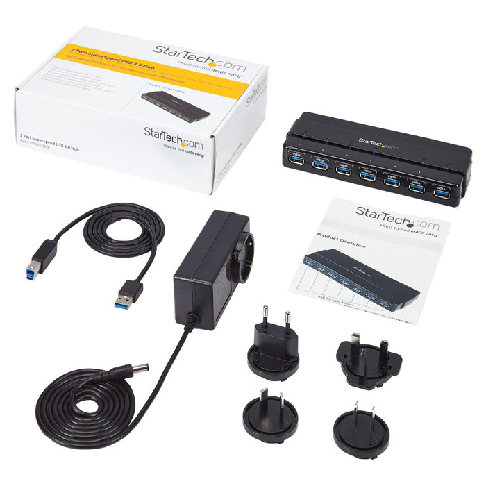 StarTech Concentrador USB 3.2 Gen 1 de 7 Puertos ST7300USB3B Negro