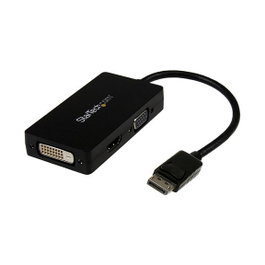 StarTech.com Adaptador DisplayPort a VGA / DVI / HDMI 3 en 1 - Convertidor Plug and Play, Cable de 0.15 m, Resolución 1920x1200 y 1080p, Negro