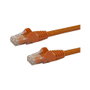 Startech Cable de red Cat6 U/UTP RJ45 Snagless 2m Naranja N6PATC2MOR
