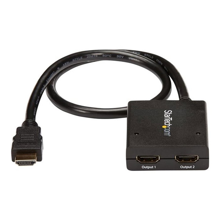 StarTech ST122HD4KU Multiplicador de Vídeo HDMI de 2 Puertos 4K30 Negro