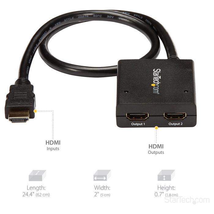 Adaptador HDMI a 2 x HDMI Startech ST122HD4KU