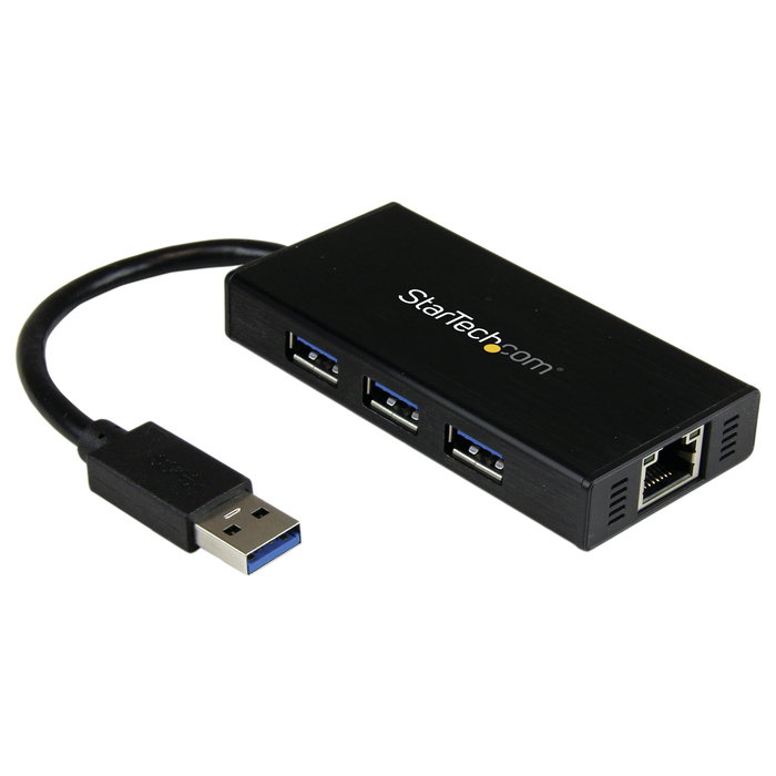 StarTech.com ST3300GU3B Hub USB 3.2 Gen 1 con Ethernet Gigabit y 3 Puertos USB, Aluminio, Negro StarTech.com ST3300GU3B Hub USB 3.2 Gen 1 con Ethernet Gigabit y 3 Puertos USB, Aluminio, Negro