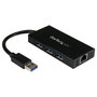 StarTech.com ST3300GU3B Hub USB 3.2 Gen 1 con Ethernet Gigabit y 3 Puertos USB, Aluminio, Negro