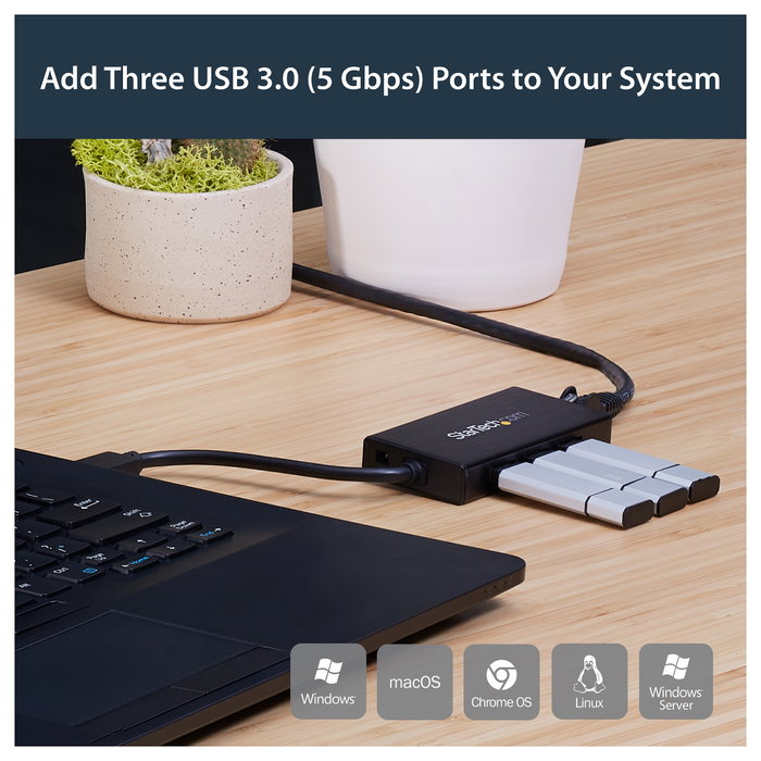 StarTech.com ST3300GU3B Hub USB 3.2 Gen 1 con Ethernet Gigabit y 3 Puertos USB, Aluminio, Negro StarTech.com ST3300GU3B Hub USB 3.2 Gen 1 con Ethernet Gigabit y 3 Puertos USB, Aluminio, Negro
