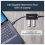StarTech.com ST3300GU3B Hub USB 3.2 Gen 1 con Ethernet Gigabit y 3 Puertos USB, Aluminio, Negro
