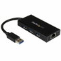 StarTech.com ST3300GU3B Hub USB 3.2 Gen 1 con Ethernet Gigabit y 3 Puertos USB, Aluminio, Negro