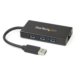 StarTech Hub USB 3.2 Gen 1 con Ethernet Gigabit y 3 puertos USB, Negro