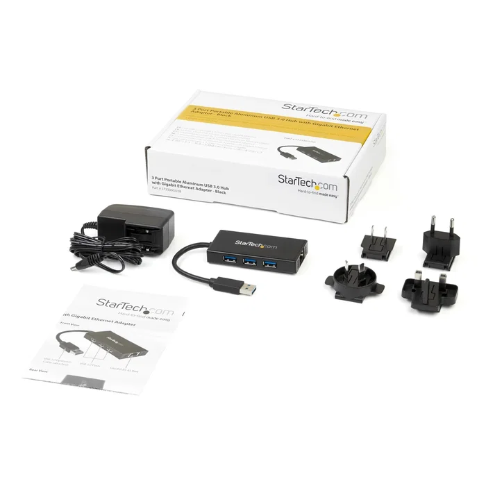 StarTech Hub USB 3.2 Gen 1 con Ethernet Gigabit y 3 puertos USB, Negro StarTech Hub USB 3.2 Gen 1 con Ethernet Gigabit y 3 puertos USB, Negro