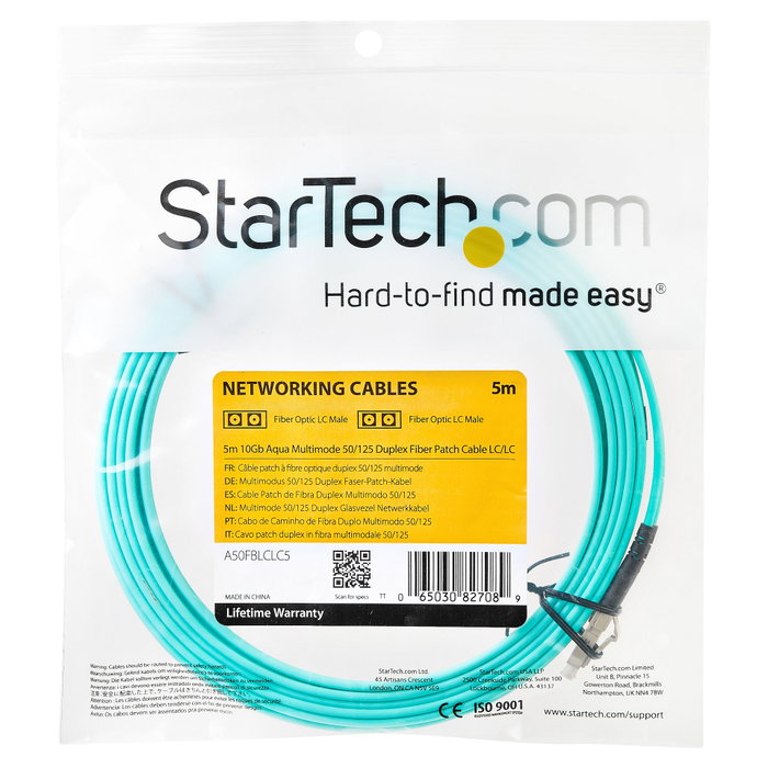 StarTech.com Cable de fibra óptica OM3 LC/LC de 5m, Turquesa
