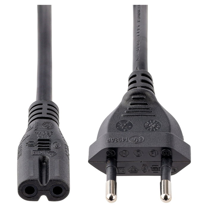 StarTech.com Cable de Alimentación para Portátiles 1m, Enchufe UE a C7, 2.5A 250V, Negro, H03VVH2-F, 18 AWG