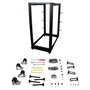 StarTech 25U Rack de Servidor de 4 Postes de Marco Abierto Ajustable 56-100 cm de Profundidad con Ruedas, Niveladores, Ganchos para Cable, Negro, 544.3 kg de Capacidad