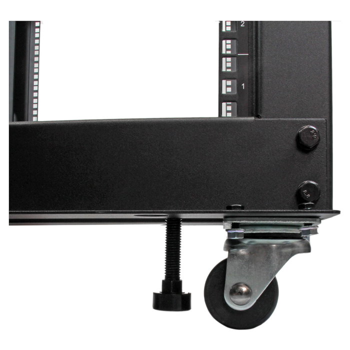 StarTech 25U Rack de Servidor de 4 Postes de Marco Abierto Ajustable 56-100 cm de Profundidad con Ruedas, Niveladores, Ganchos para Cable, Negro, 544.3 kg de Capacidad