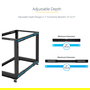StarTech 25U Rack de Servidor de 4 Postes de Marco Abierto Ajustable 56-100 cm de Profundidad con Ruedas, Niveladores, Ganchos para Cable, Negro, 544.3 kg de Capacidad