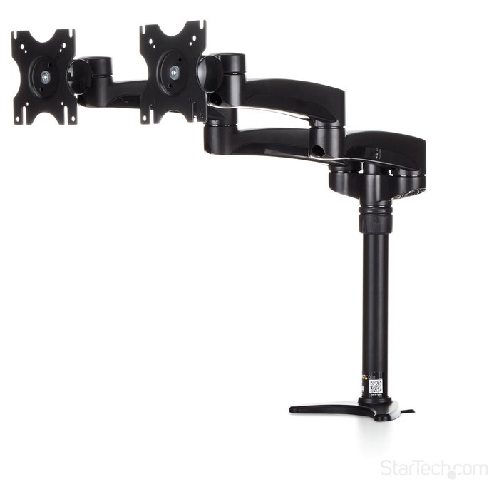 StarTech.com Soporte Brazo Articulado Dual para 2 Monitores, 13.6 kg, 12 a 24 Pulgadas, VESA 100x100, Abrazadera Escritorio, Negro