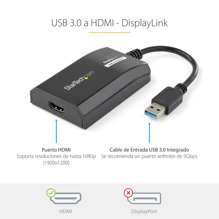 StarTech USB 3.0 a HDMI Adaptador Gráfico Externo DisplayLink StarTech USB 3.0 a HDMI Adaptador Gráfico Externo DisplayLink