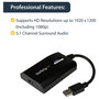 StarTech Adaptador USB 3.0 a HDMI Video 1080p Certificado DisplayLink para Mac y PC, 1920x1200 Pixeles, USB Tipo A, Negro