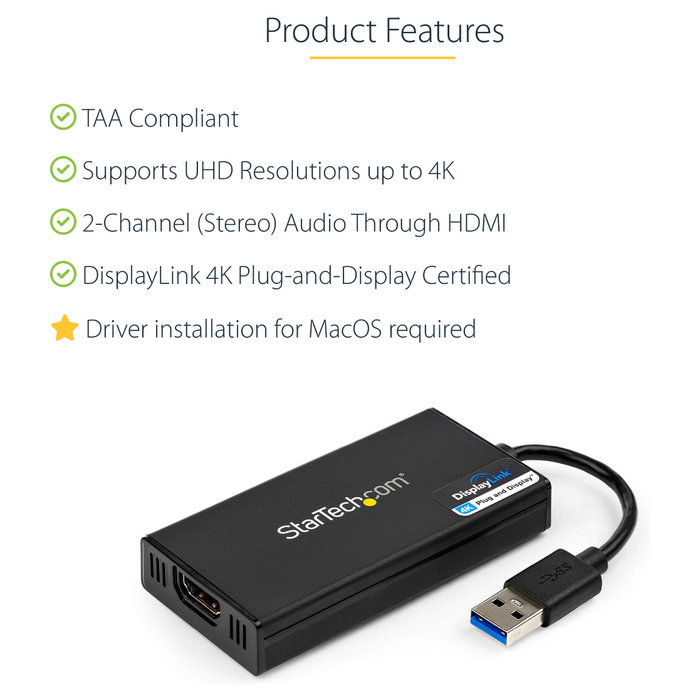 StarTech.com Adaptador Gráfico Externo USB 3.0 a HDMI UltraHD 4K 30Hz StarTech.com Adaptador Gráfico Externo USB 3.0 a HDMI UltraHD 4K 30Hz
