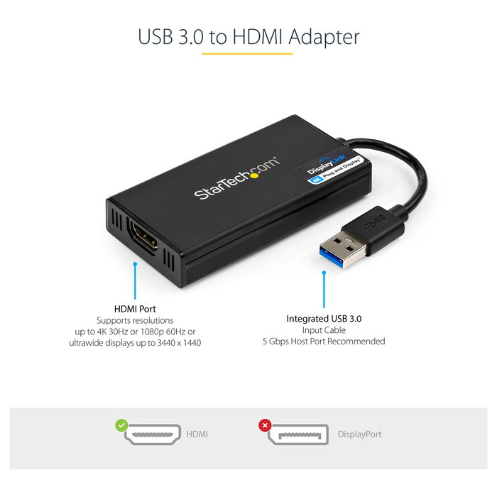 StarTech.com Adaptador Gráfico Externo USB 3.0 a HDMI UltraHD 4K 30Hz StarTech.com Adaptador Gráfico Externo USB 3.0 a HDMI UltraHD 4K 30Hz