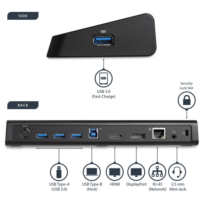 StarTech.com Docking Station USB 3.0 para 2 Monitores HDMI y DisplayPort 4K StarTech.com Docking Station USB 3.0 para 2 Monitores HDMI y DisplayPort 4K