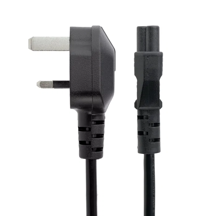 StarTech.com Cable de Alimentación para Ordenador Portátil, 2m, Negro, BS 1363 a C5 (Trébol), Modelo PXTNB3SUK2M, 250V 2.5A