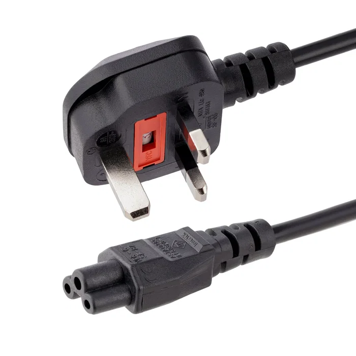 StarTech.com Cable de Alimentación para Ordenador Portátil, 2m, Negro, BS 1363 a C5 (Trébol), Modelo PXTNB3SUK2M, 250V 2.5A