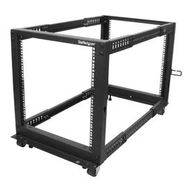StarTech.com Rack 12U Móvil de Marco Abierto de 4 Columnas para Servidores - Rack de 19 Pulgadas con Ruedas, Patas Niveladoras y Gestión de Cables, Capacidad 544 kg