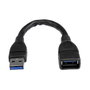 StarTech.com Cable Extensor USB 3.0 SuperSpeed 5 Gbit/s de 15cm, USB A Macho a USB A Hembra, Negro