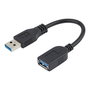 StarTech Cable Extensor USB 3.0 de 15 cm USB A Macho a Hembra, 24/28 AWG, Chapado en Níquel, Negro