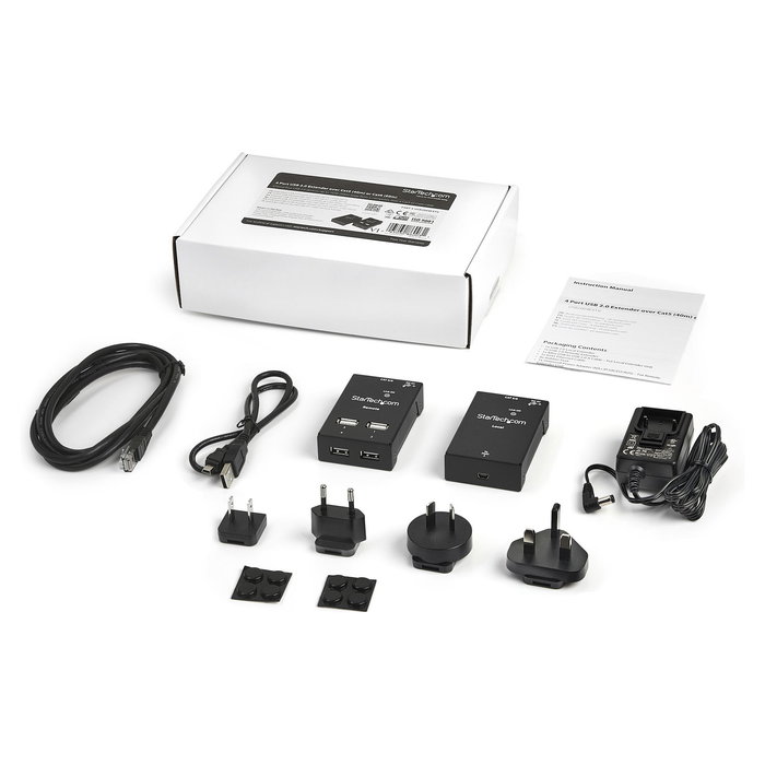 StarTech.com Extensor USB 2.0 de 4 Puertos por Cable Ethernet Cat5/Cat6 - 50 Metros - Hub USB Remoto - Negro - REF: 4-Port USB 2.0-Over-Cat5-or-Cat6 Extender