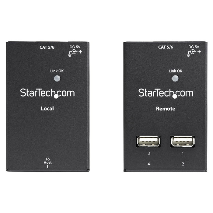StarTech.com Extensor USB 2.0 de 4 Puertos por Cable Ethernet Cat5/Cat6 - 50 Metros - Hub USB Remoto - Negro - REF: 4-Port USB 2.0-Over-Cat5-or-Cat6 Extender