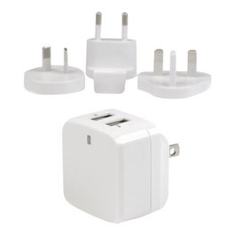 StarTech.com USB2PACWH - Cargador de Pared USB de 2 Puertos 17W, 2x USB-A, 5V/3.4A, Internacional (UE, UK, US, AU) para Tablets y Smartphones