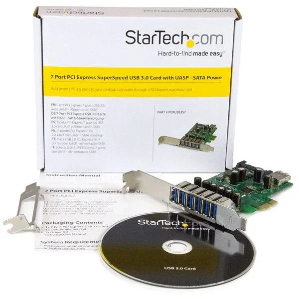 StarTech Adaptador de 7 puertos PCI Express USB 3.2 Gen 1 con alimentación SATA StarTech Adaptador de 7 puertos PCI Express USB 3.2 Gen 1 con alimentación SATA